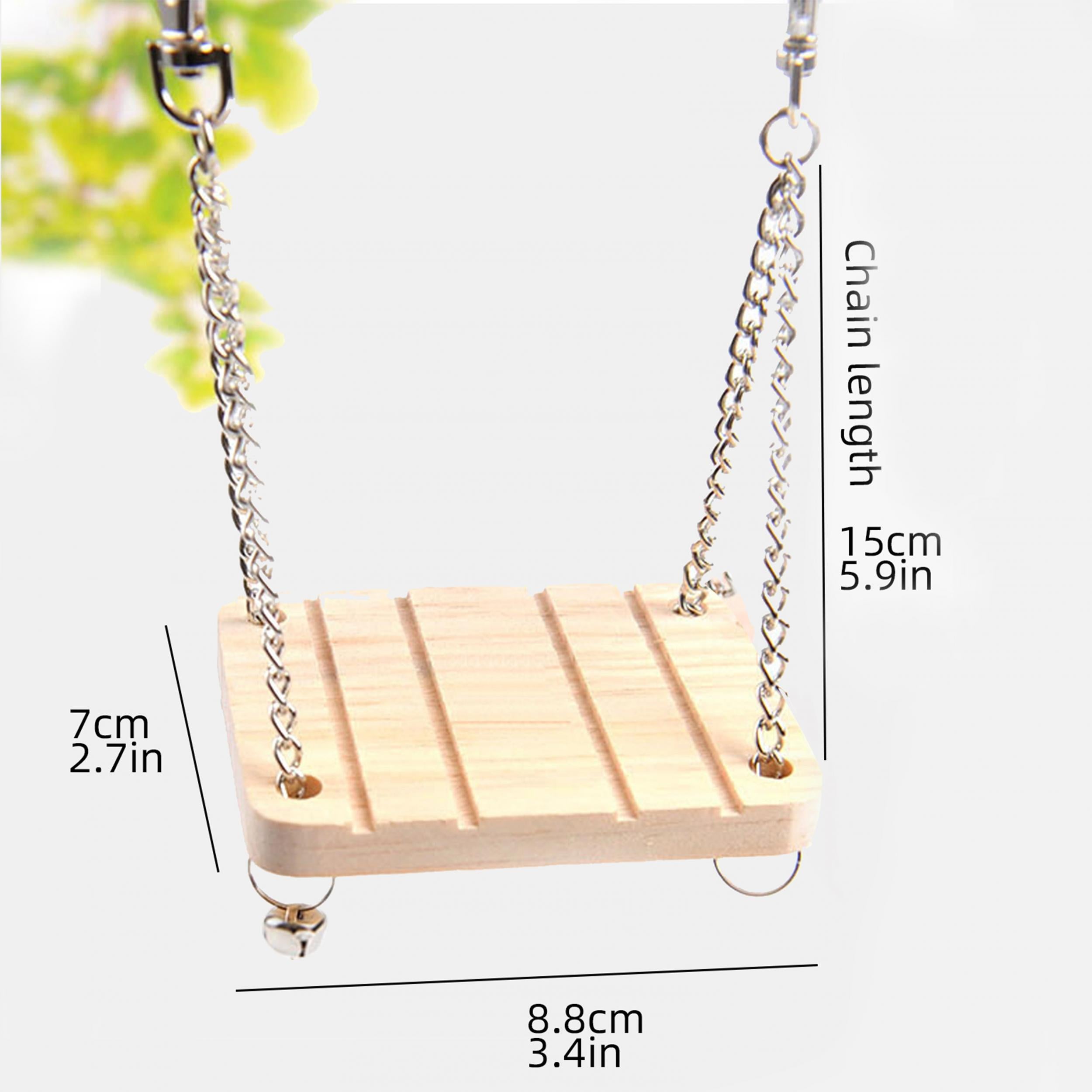 Natural Wood Swing Small Pet Hamster Toy Hanging Chain Swing