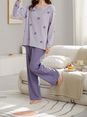 Polka Dot Pajama Set Long Sleeve Top & Pants