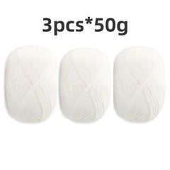 3pcs Beginner Crochet Yarn 100 4 Layers Acrylic Cotton Soft Yarn 50g