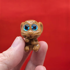 Hand Carved Mouse Statue Expressive Eyes Recycled Wood Mini Decor Gift