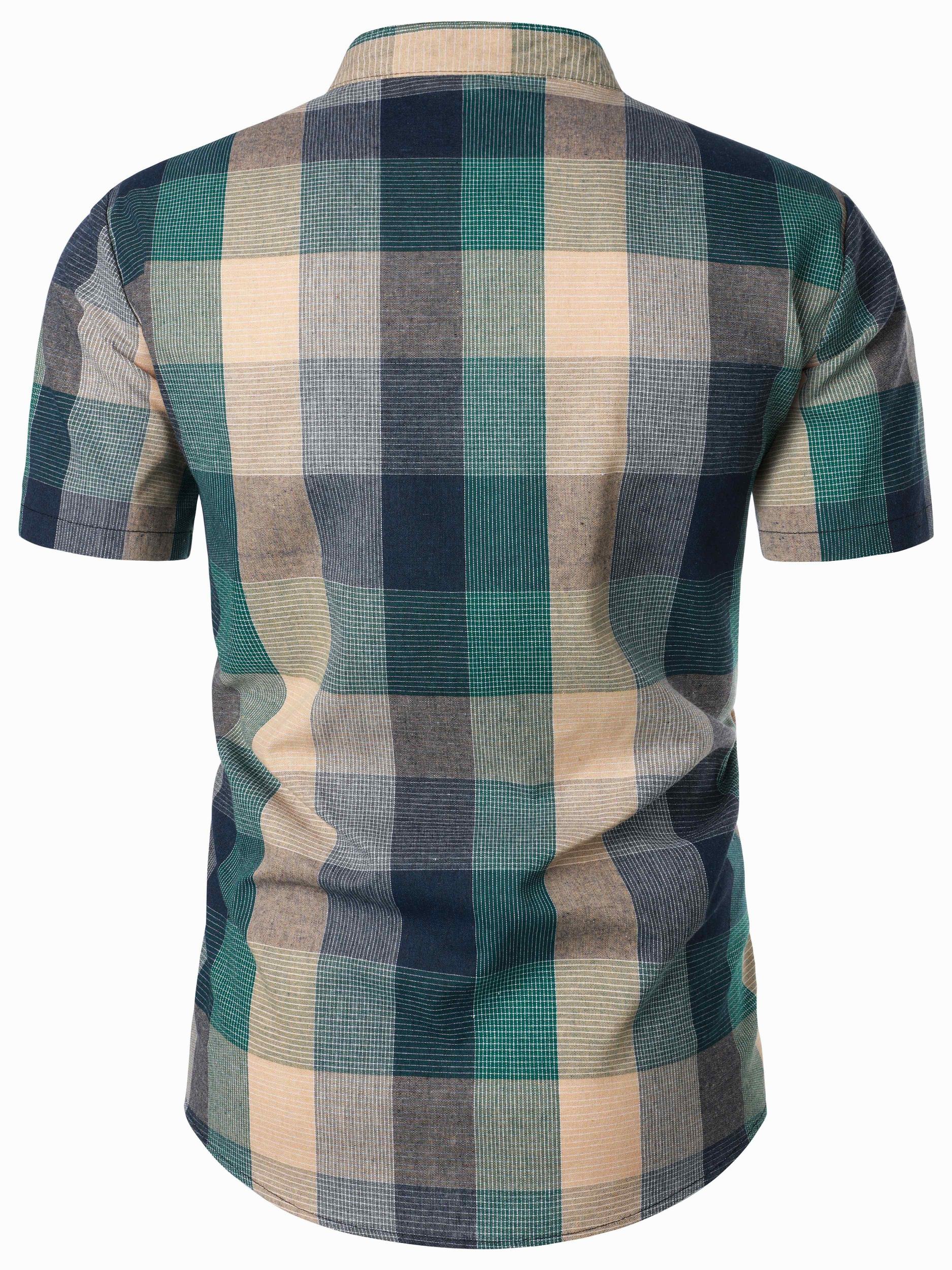 Plaid Print Men's Casual Short Sleeve Shirt