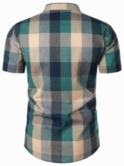 Plaid Print Men's Casual Short Sleeve Shirt