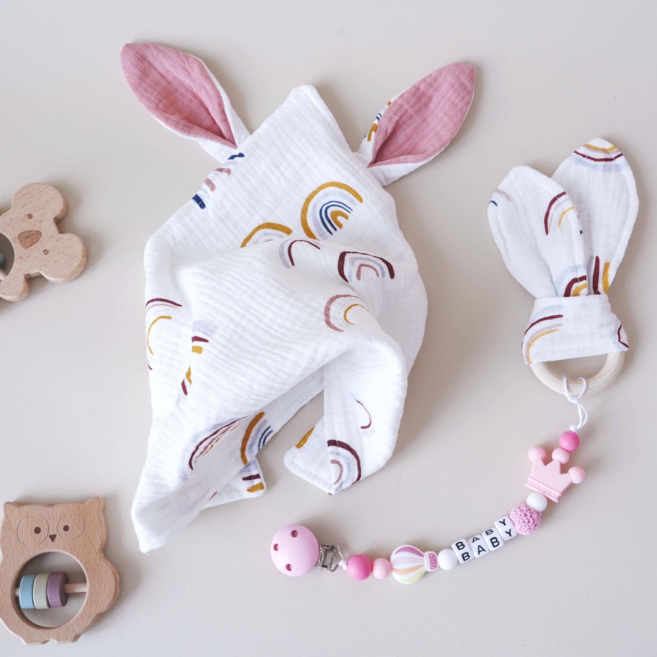 Soothing Towel Doll & Rabbit Ear Sleeping Companion Gift Set for Babies