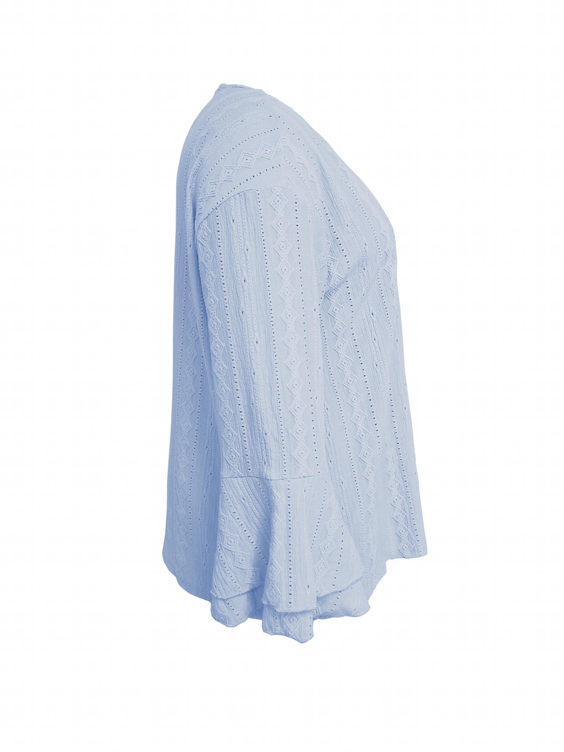  Solid Jacquard Bell Sleeve Cardigan