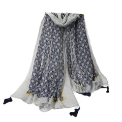 Vintage Floral Print Boho Scarf Tassel Shawl