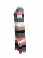  Colorblock Striped Off Shoulder Maxi Dress With Pockets