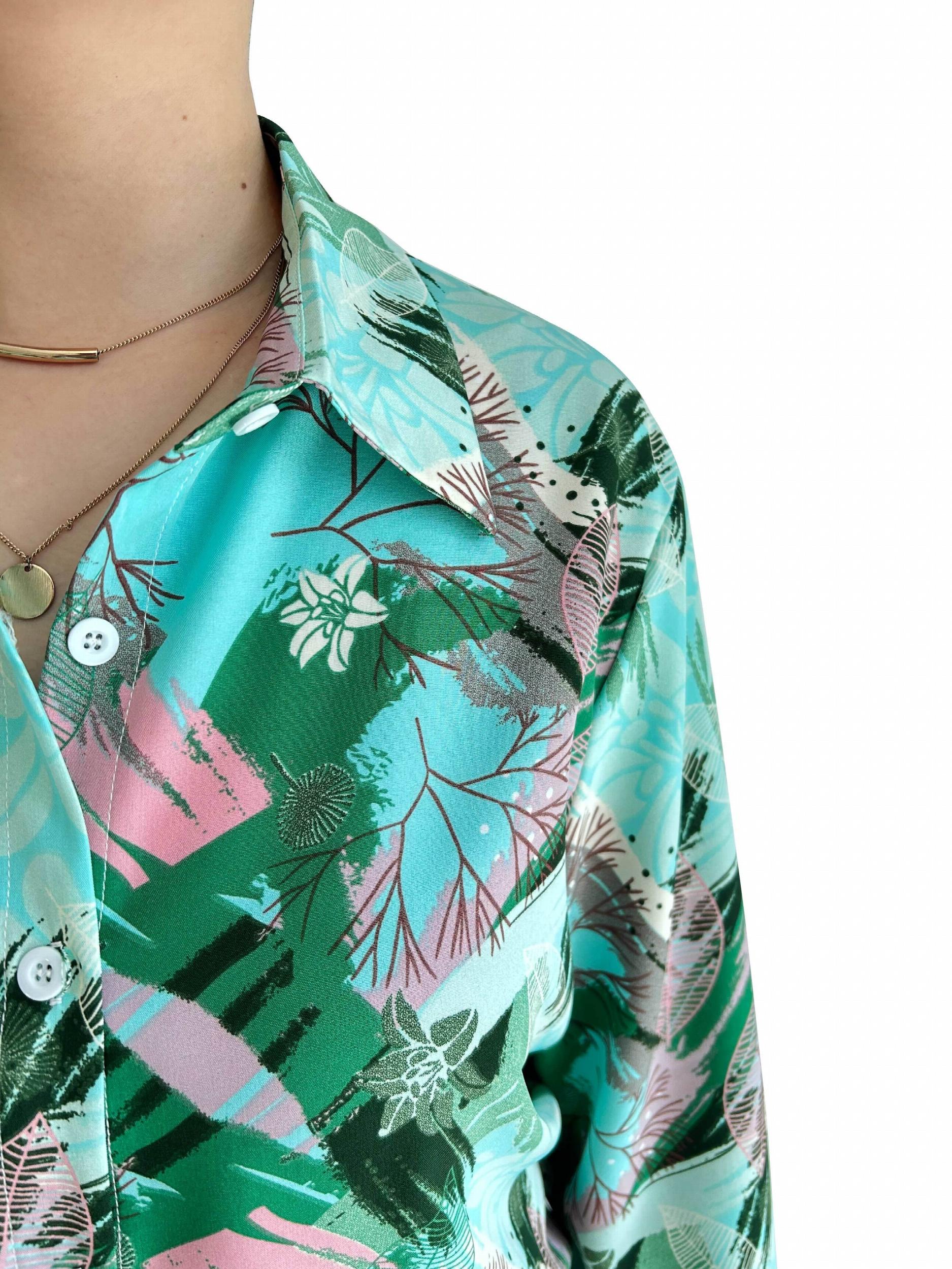  Leaf Print Long Sleeve Shirt