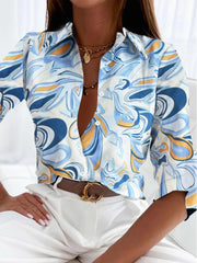  Women's Graphic Print Long Sleeve Button Up Shirt
