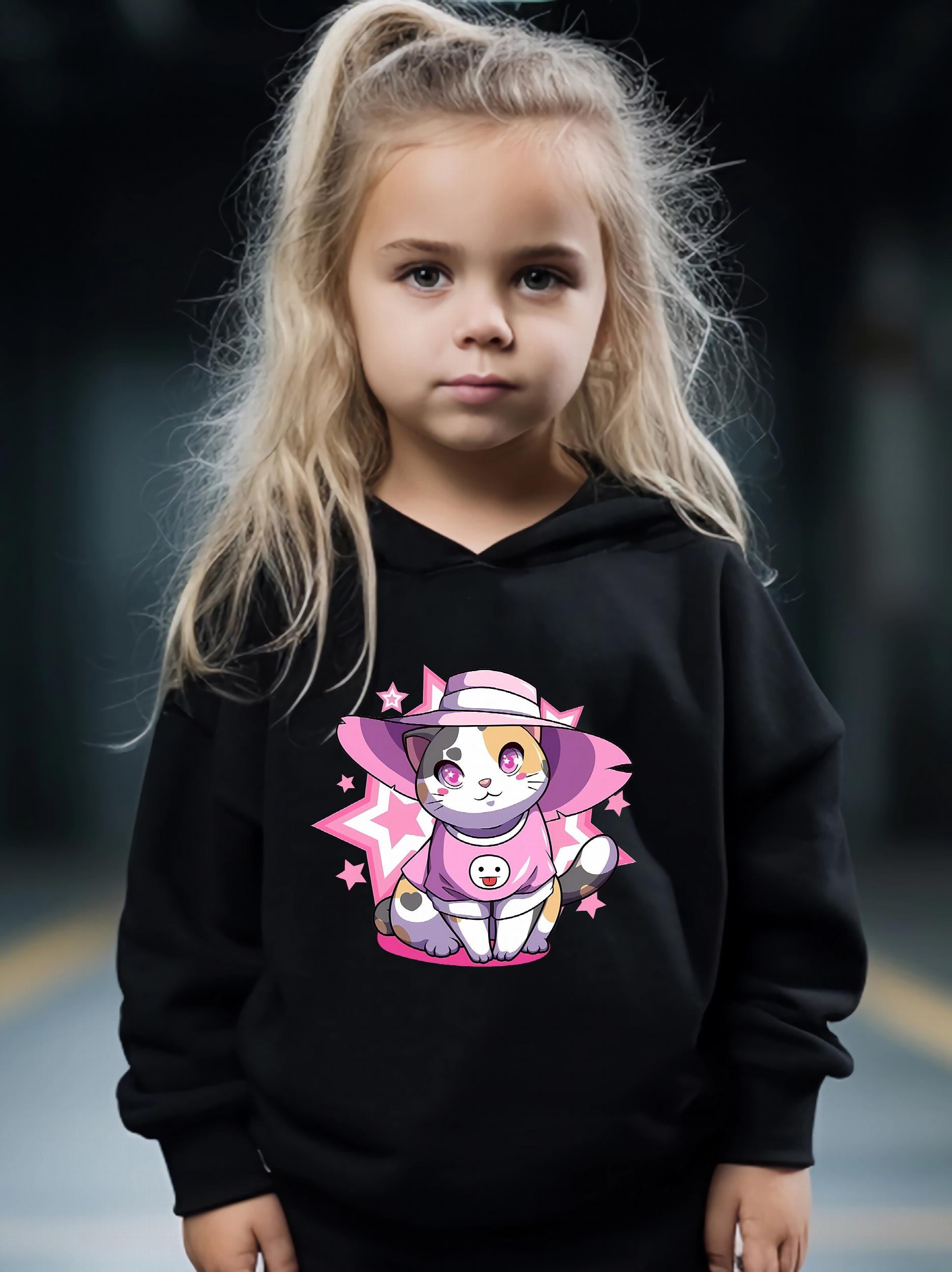 Cat Print 2pcs Girls Outfits For Sports Spring Fall Outdoor Gift