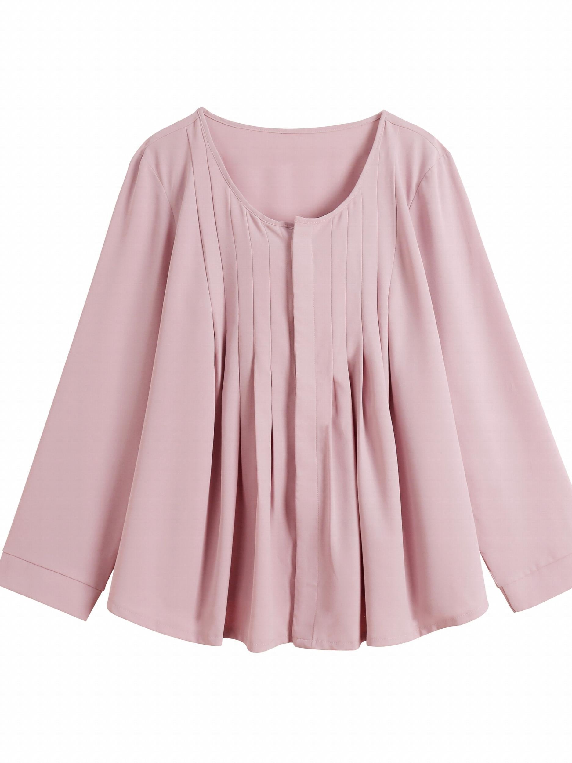  Women's Solid Detail Long Sleeve Tunic Top