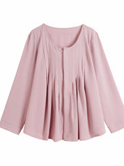 Women's Solid Detail Long Sleeve Tunic Top