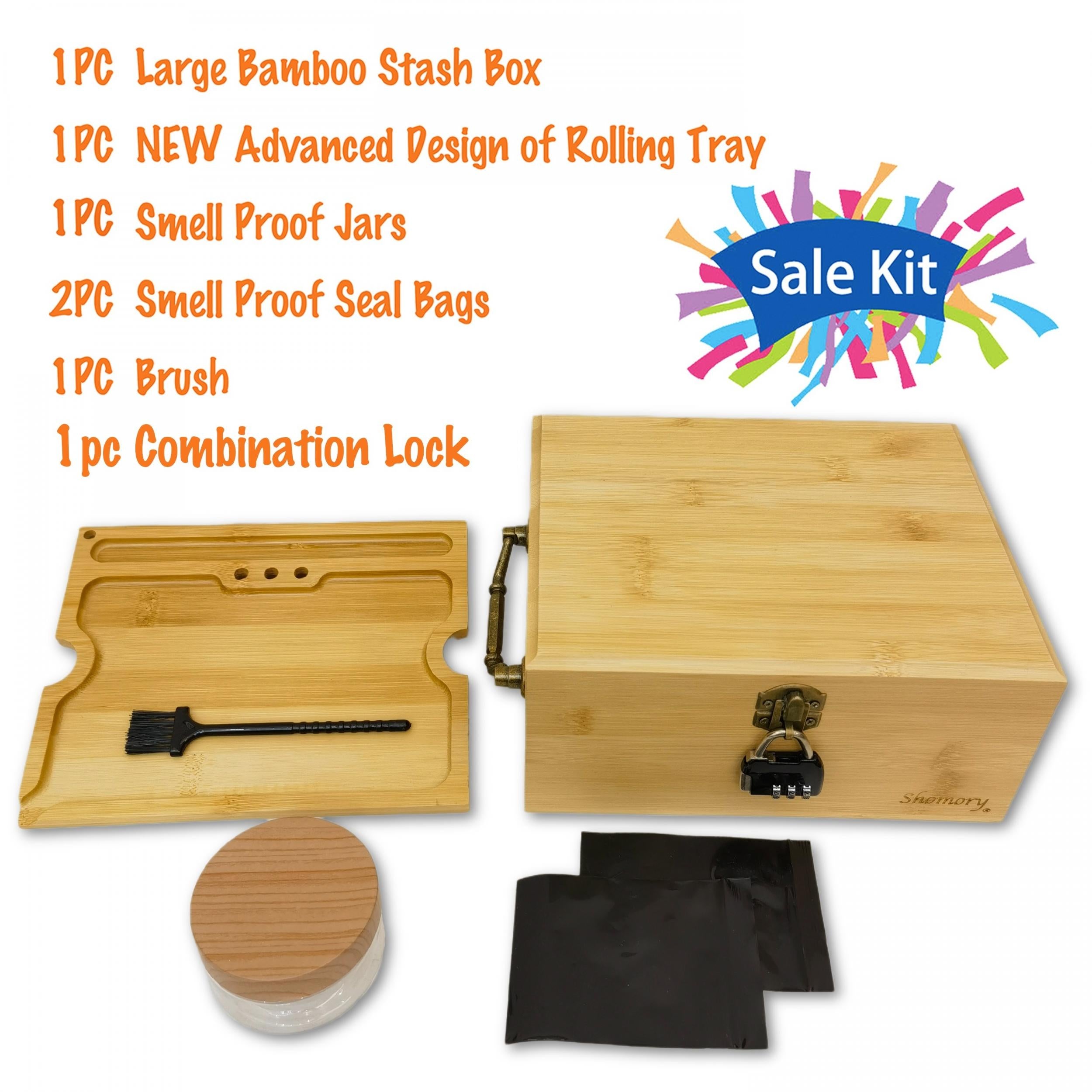 Wooden Storage Box With Tray Bamboo For Smoking Paper