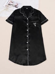  Satin Trim Short Sleeve Sleep Dress