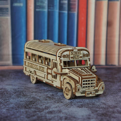 3D Wooden Puzzle School Bus Model American Style Toy Bus DIY Car Model