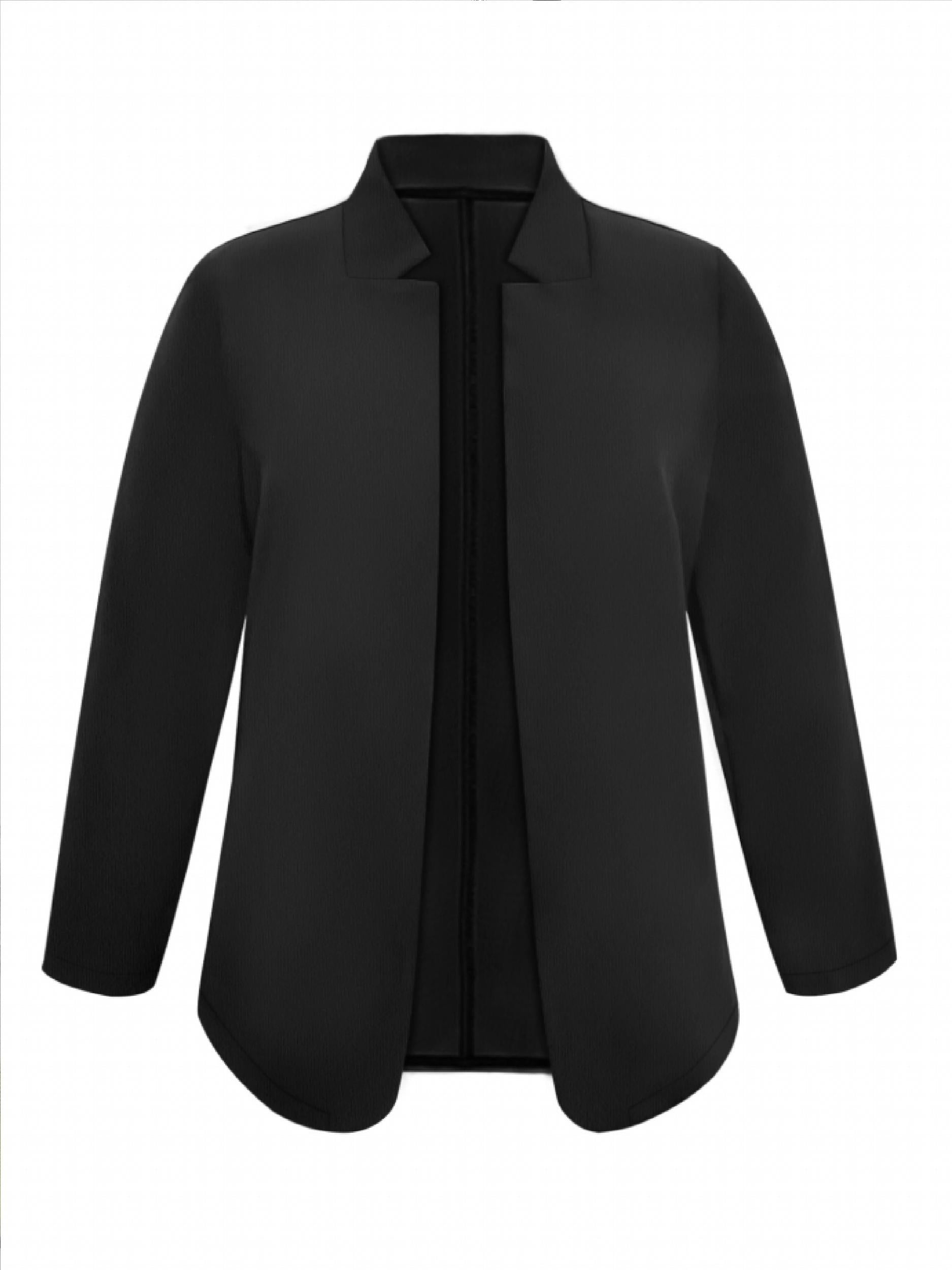  Solid Split Lapel Collar Open Front Slim Fit Blazer
