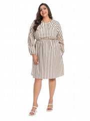  Casual Stripe Long Sleeve Dress