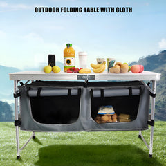 Portable Aluminum Camping Table with Storage Organizer
