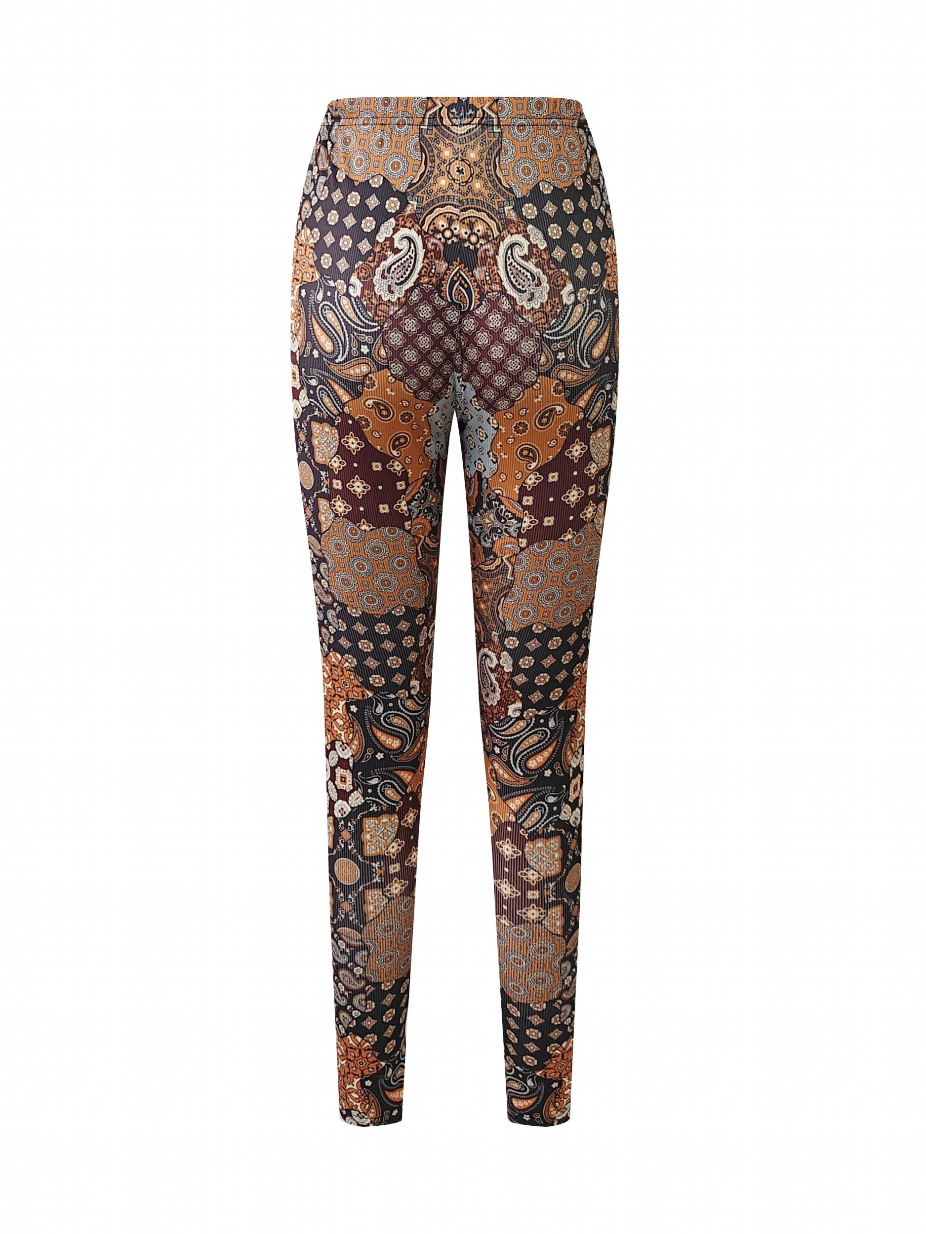 Boho Paisley Print Yoga Pants High Stretch Leggings