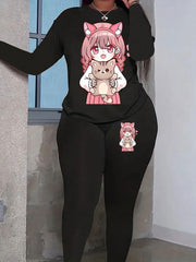  Cartoon Anime Print 2 Piece Set