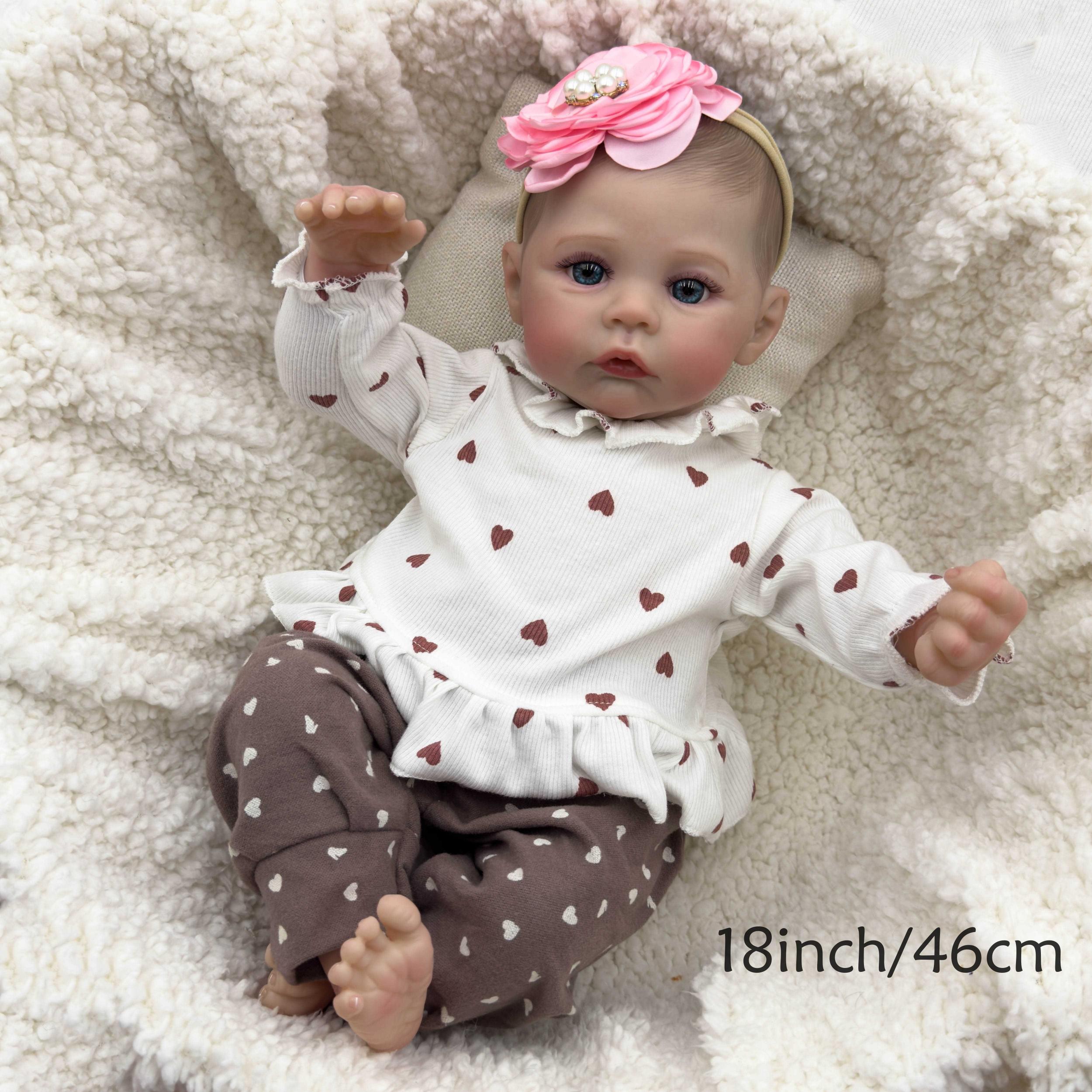 Handcrafted Meadow Anime Doll 45 Reborn Baby Doll in Heart Print Outfit