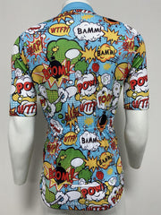 Comic Pattern Men's Sports Zip Up Cycling Jersey