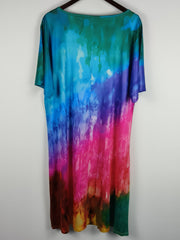  Colorblock Ombre Print Tee Dress