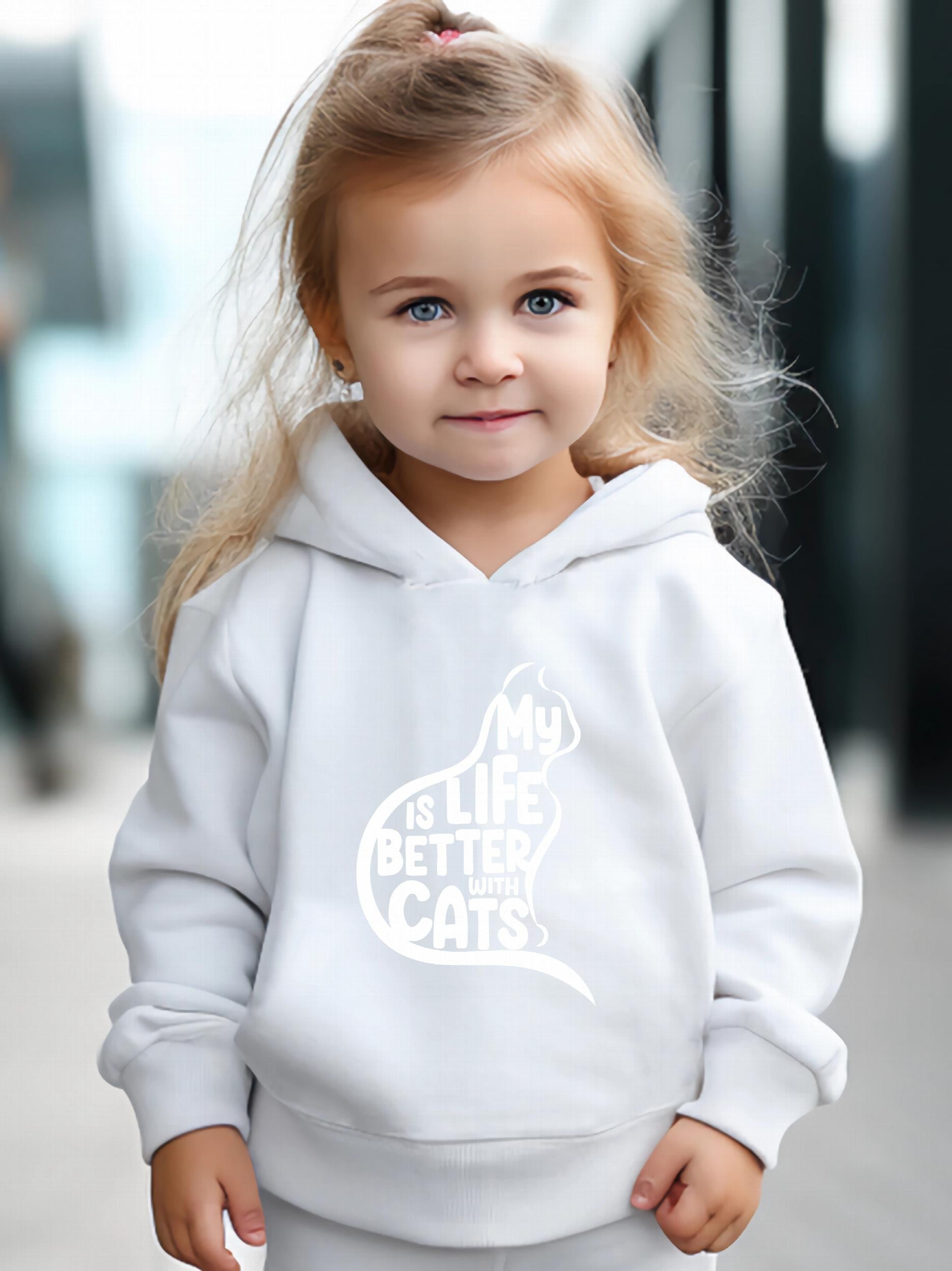 Cat & Letter Print Girls Outfits for Sports Spring Fall