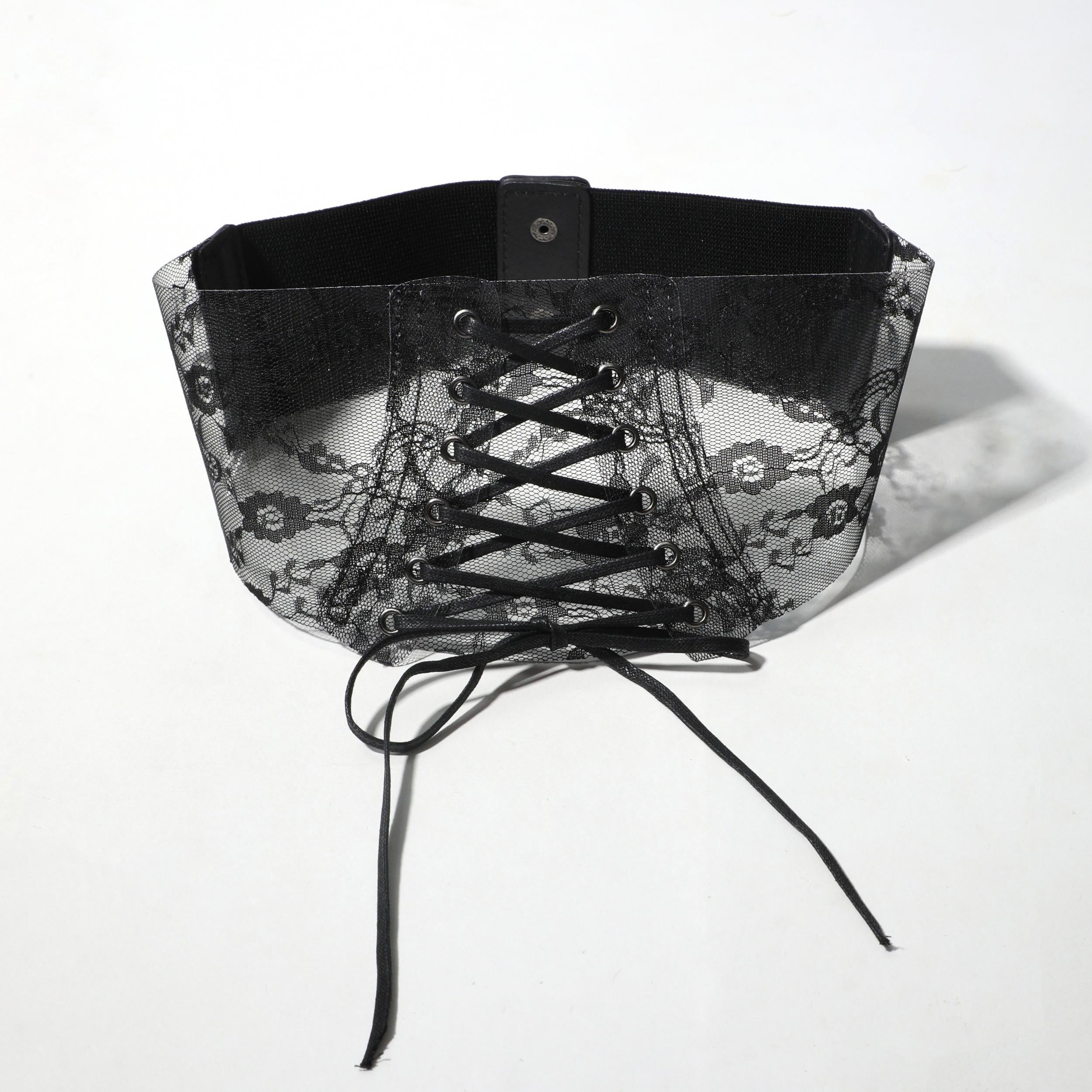 Transparent Lace Corset Belt Bowknot Floral Waistband Cinch Waspie Belts