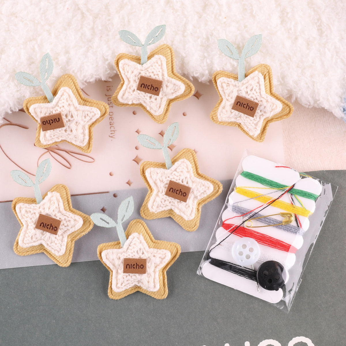 7pcs Pentagram Plush Hair Accessories Patches for Girls DIY Clothing Coat