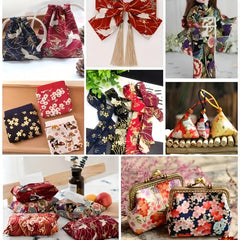 5pcs Japanese Style Bronzing Butterfly Flower Cotton Quilting Fabric