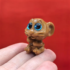 Hand Carved Mouse Statue Expressive Eyes Recycled Wood Mini Decor Gift