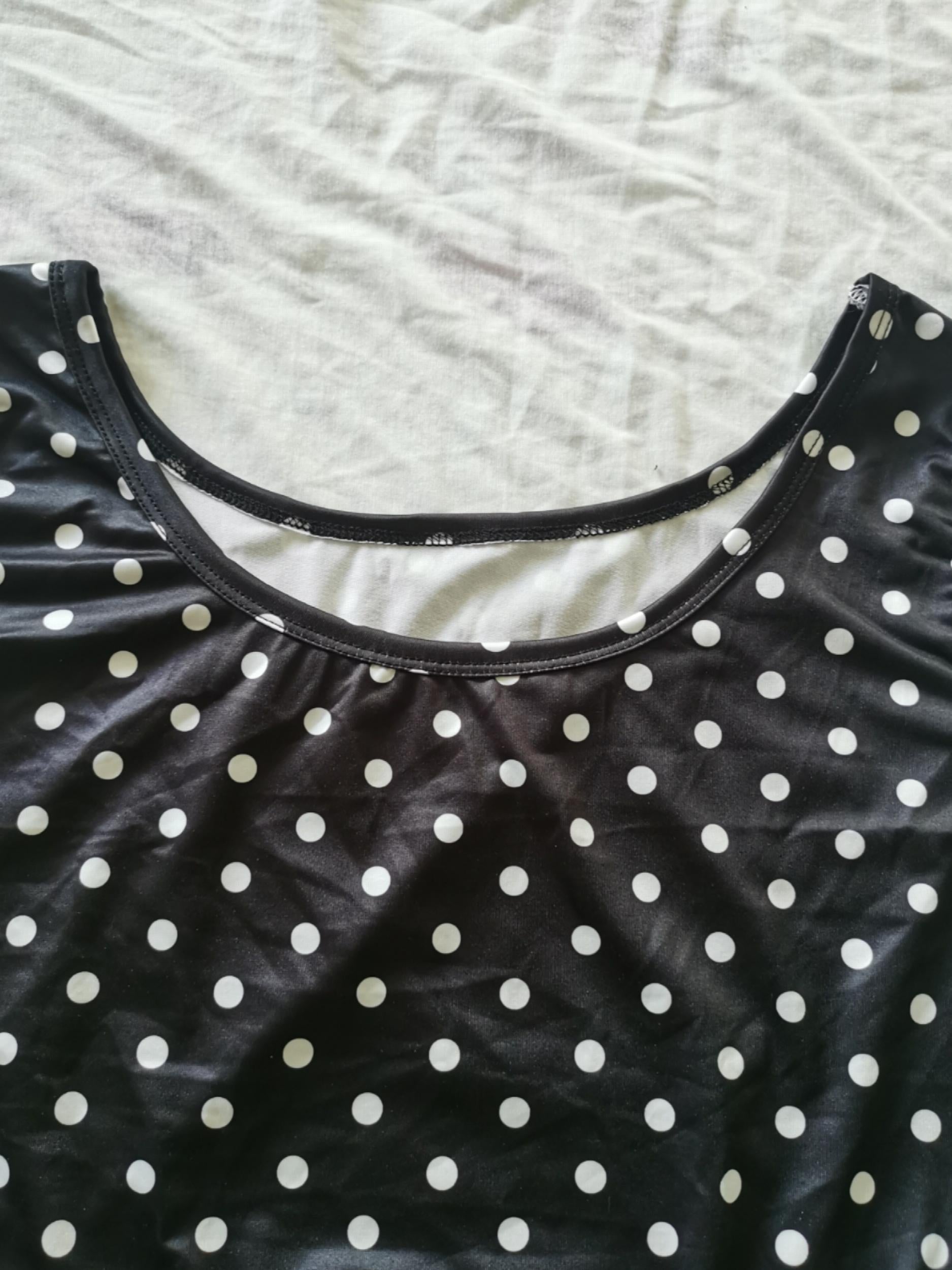  Polka Dot Tank Dress Round Neck Stretch