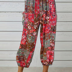  Floral Print Sporty Pants with Pockets