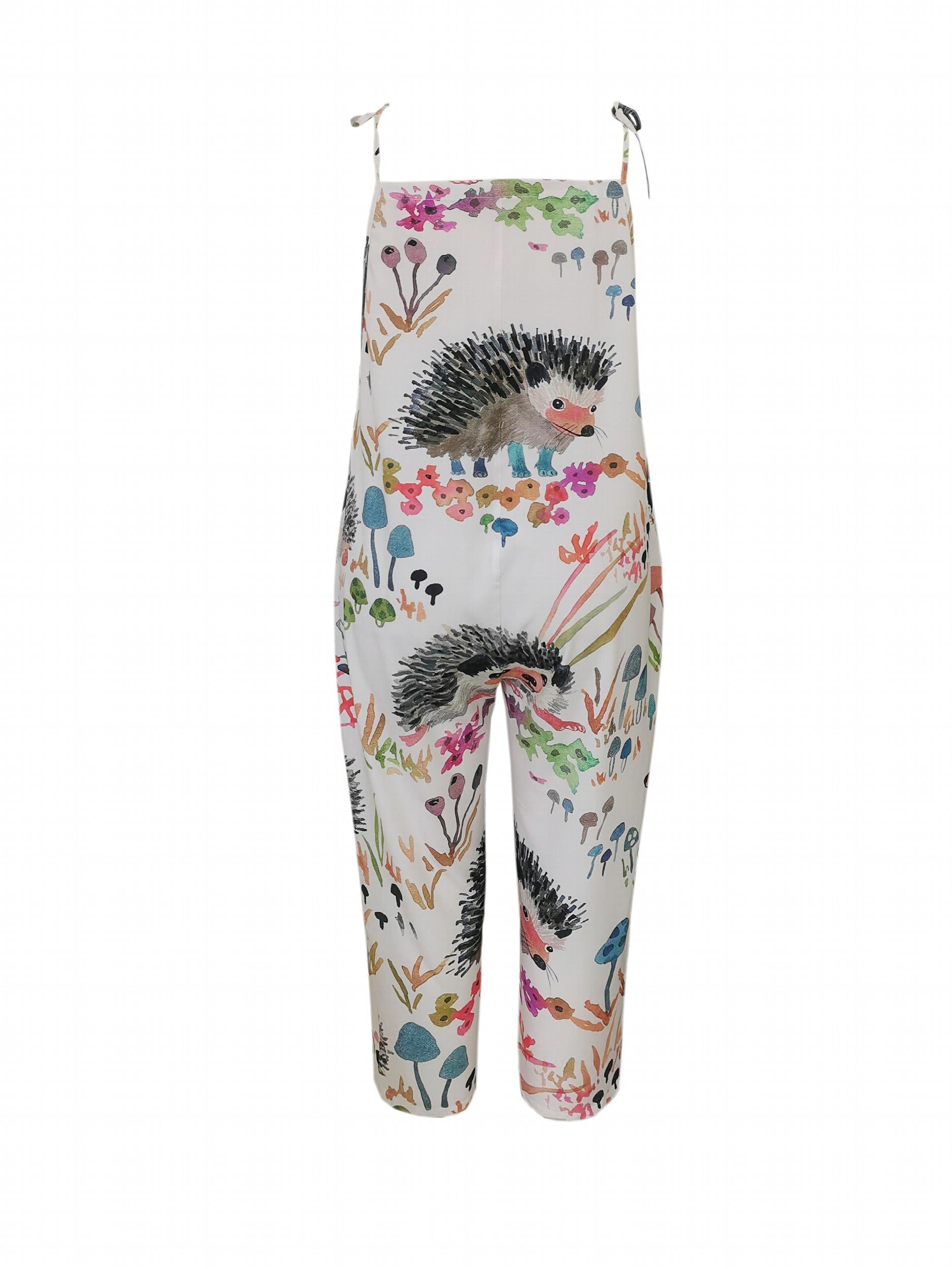  Animal & Floral Print Tie Shoulder Jumpsuit