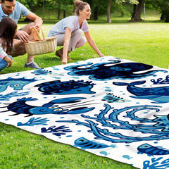 Marine Animal Print Picnic Mat Lightweight Waterproof Sandproof