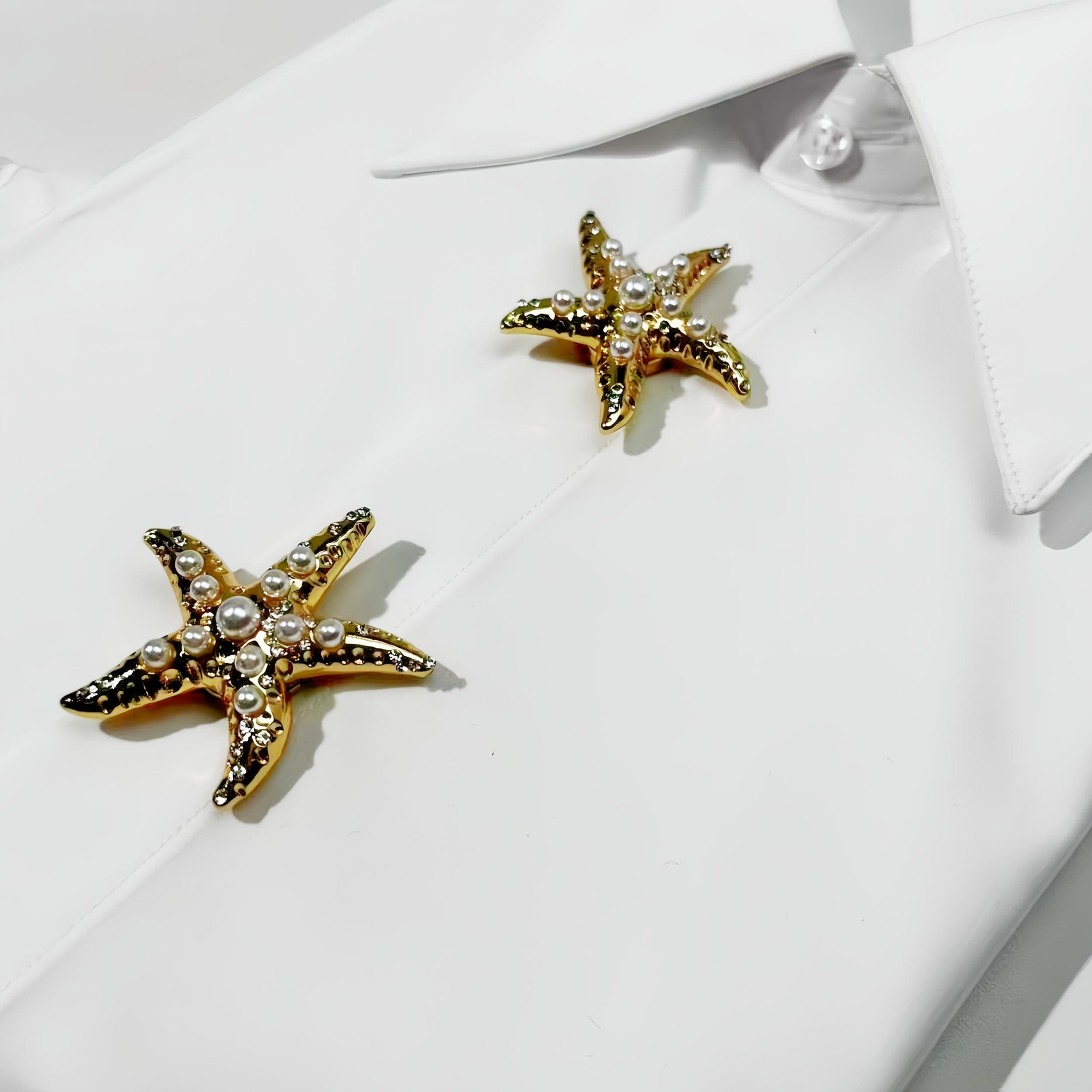 Starfish Rhinestone Decorative Buttons - Great for Men & Women's Clothing