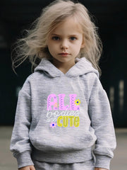 2pcs All Bodies Are Print Girls Hoodies Jogger Pants Set For Sports
