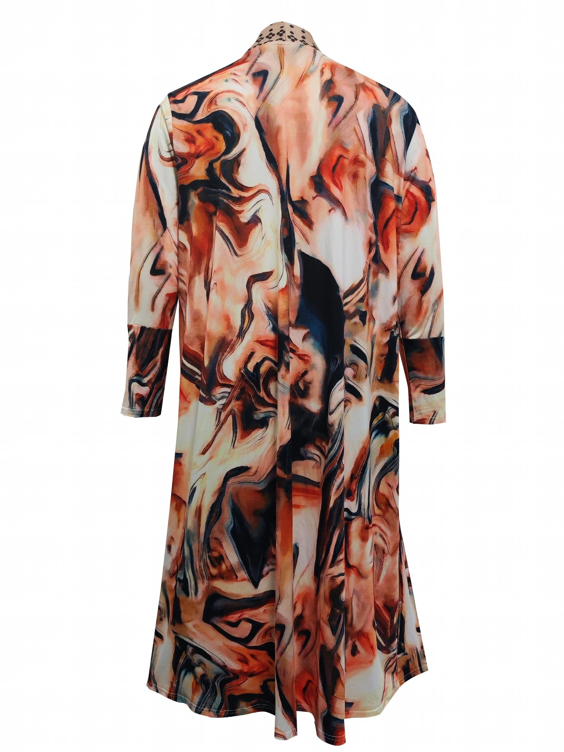  Marble Print Long Sleeve Open Front Cardigan