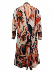  Marble Print Long Sleeve Open Front Cardigan