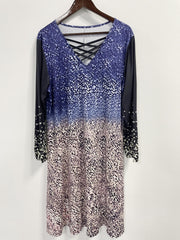  Casual Dress Women's Plus Print Three Quarter Sleeve Maxi Dress
