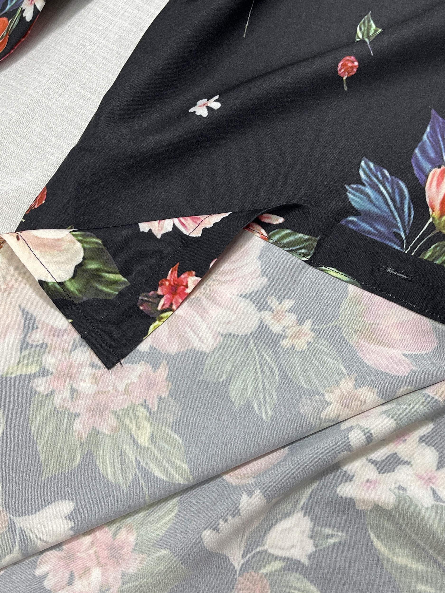  Floral Print Button Up Long Sleeve Blouse