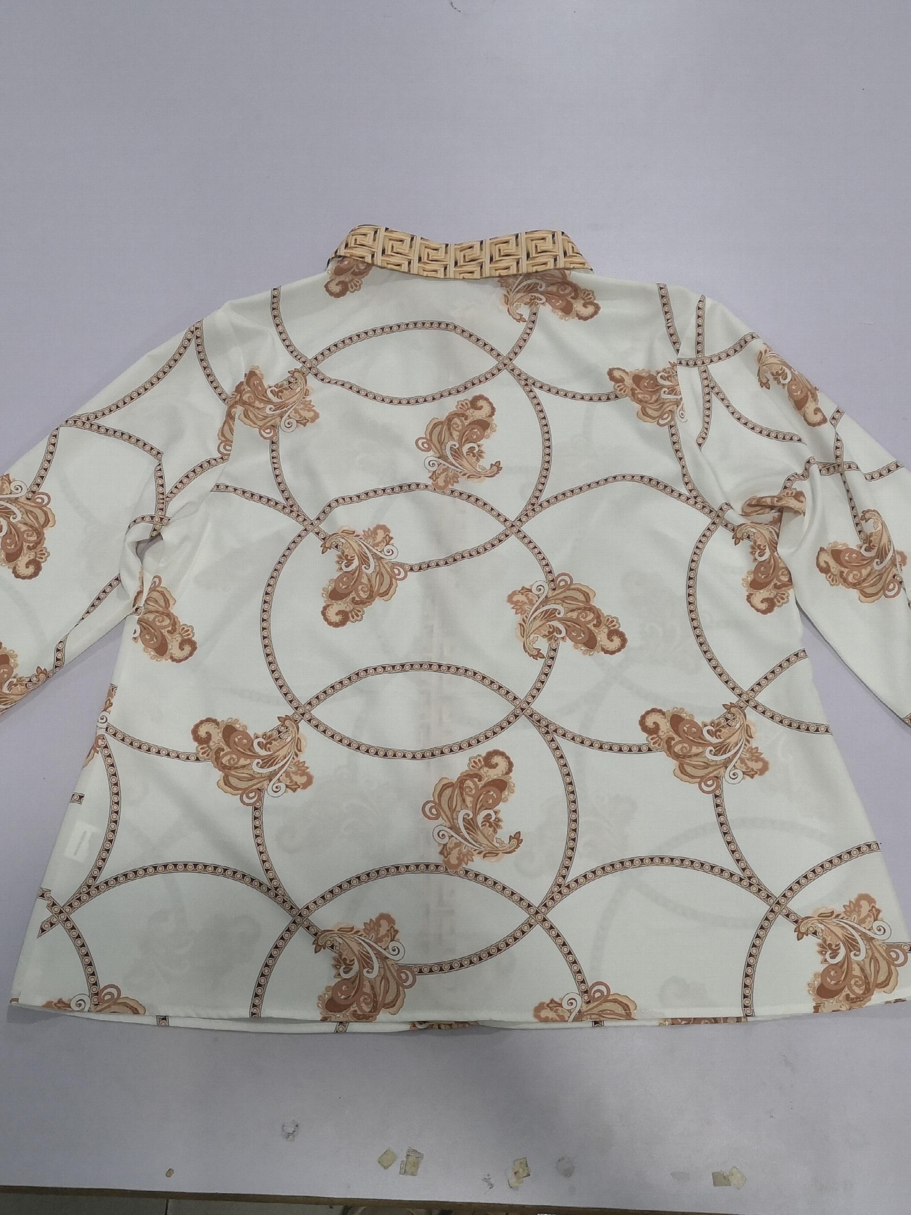  Baroque Print Button Up Blouse