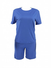 Casual Solid 2pc Set Short Sleeve T shirt & Skinny Shorts
