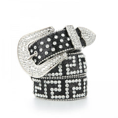 Geometric G Rhinestone PU Belt Hip Hop Jeans Pants Belts