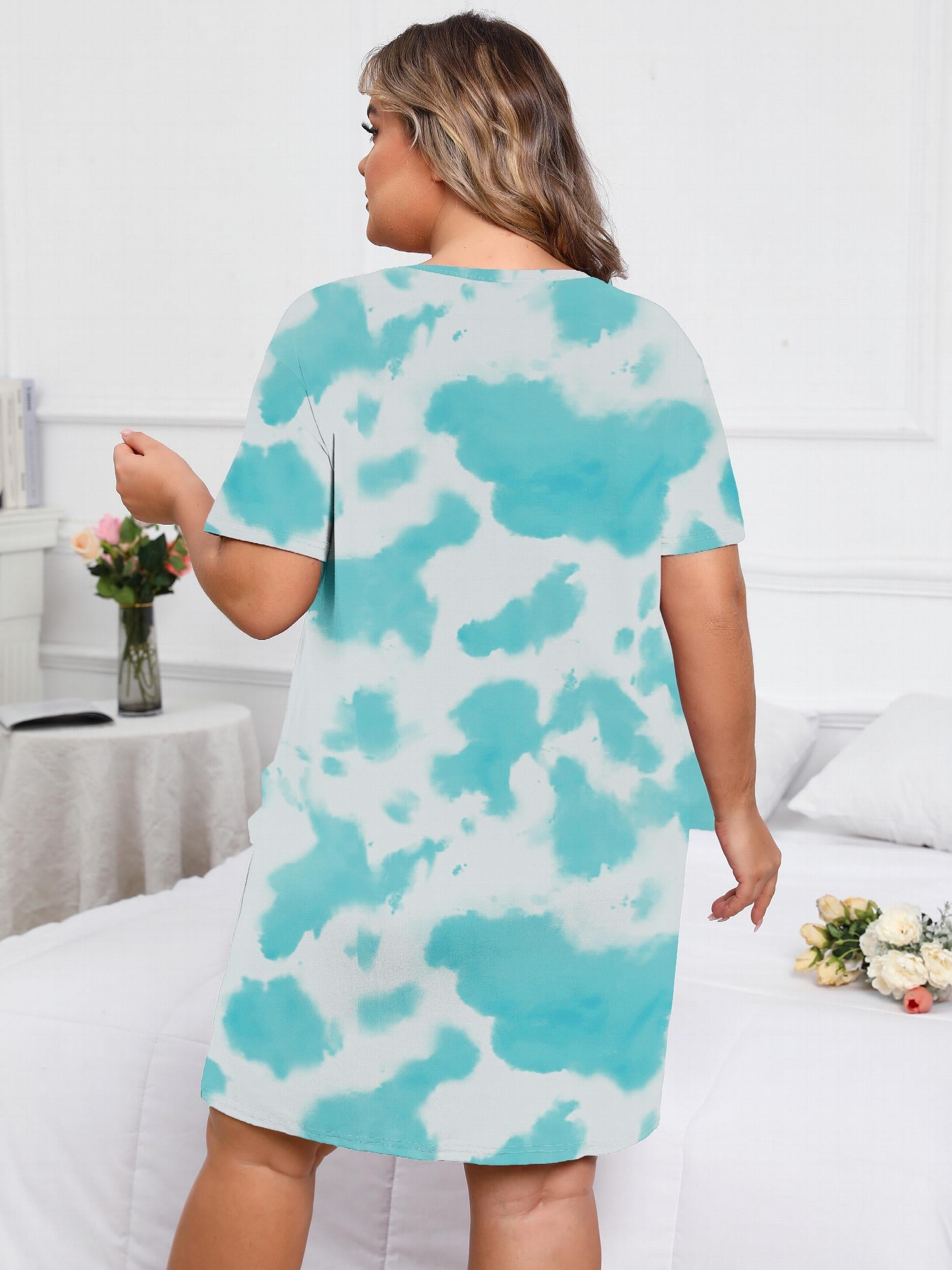  Tie Dye & Cartoon Print Sleep Dress
