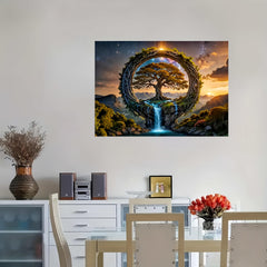 Wisdom Tree Puzzle Sunset Waterfall Mystical Tree Landscape Jigsaw