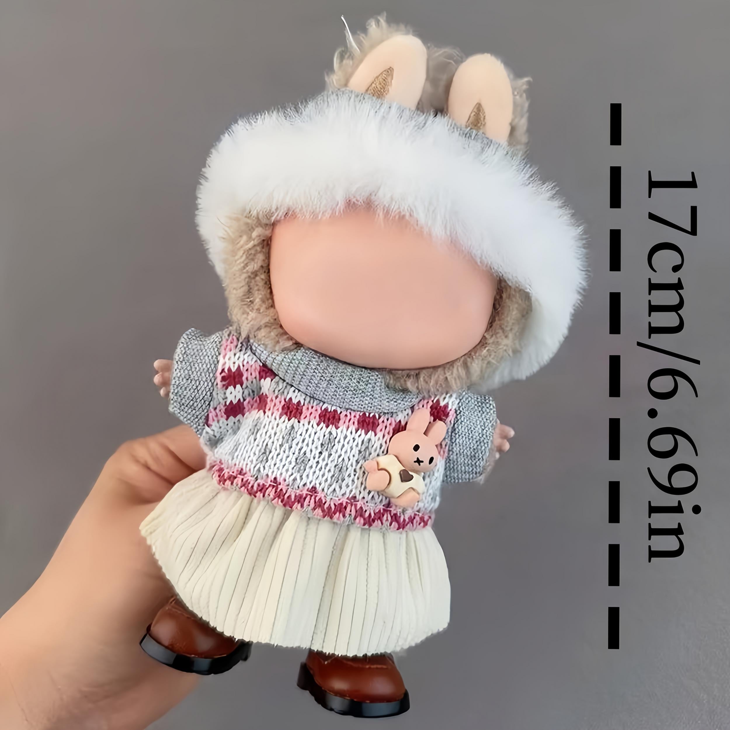 Gray Bunny Dress for 7 Inch Dolls