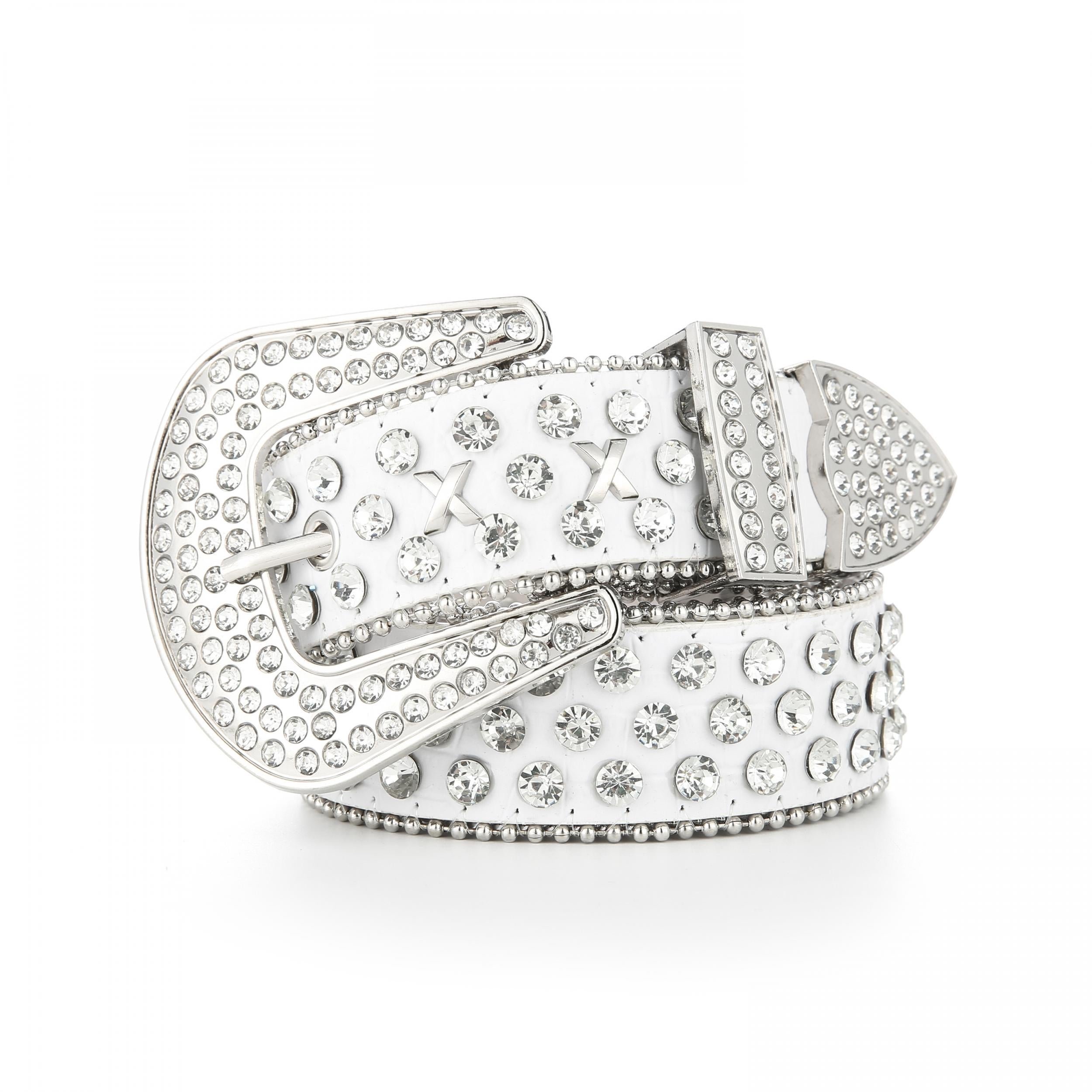 Rivet Rhinestone Belt Hip Hop Sparkling PU Leather Belt Classic Punk Cowboy Cowg