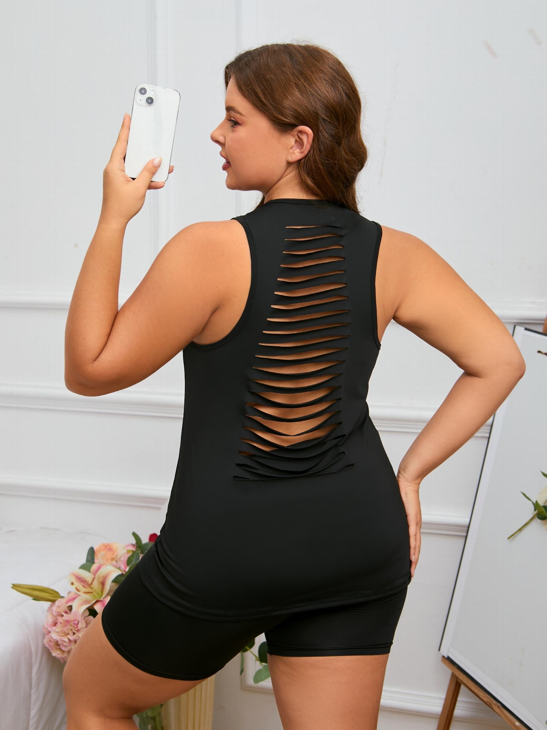  Cut Out Back High Stretch Tank Top