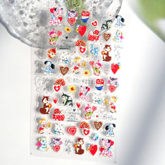 5D Cat Animal Nail Art Sticker Self-adhesive Plastic Women Nail Art Sticker